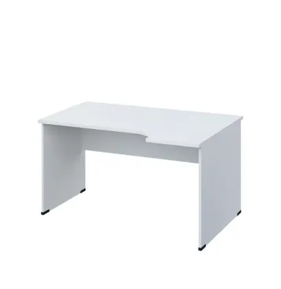 LR 28 - 144 stůl kancelářský, rohový, dřevěná podnož, deska 25 mm, pravý lamino - bílá