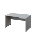 LR 28 - 144 stůl kancelářský, rohový, pravý, dřevěná podnož, deska 25 mm, široký 1400 mm, šedá