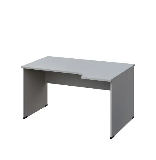 LR 28 - 144 stůl kancelářský, rohový, pravý, dřevěná podnož, deska 25 mm, široký 1400 mm, šedá