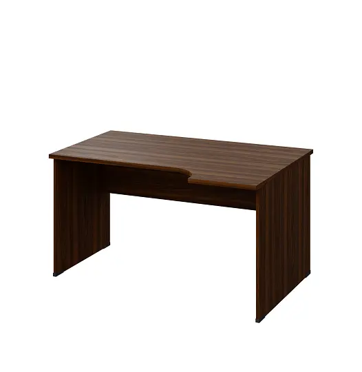 LR 28 - 144 stůl kancelářský, rohový, pravý, dřevěná podnož, deska 25 mm, široký 1400 mm, ořech královský