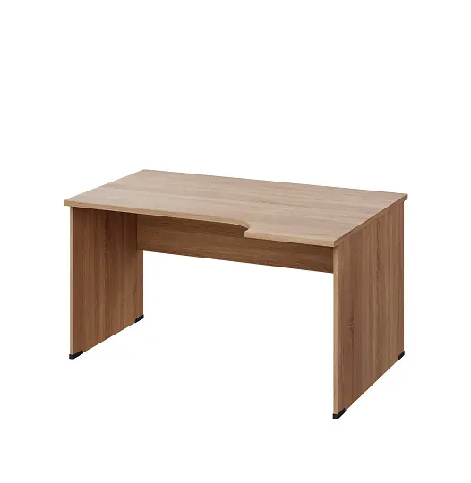 LR 28 - 144 stůl kancelářský, rohový, pravý, dřevěná podnož, deska 25 mm, široký 1400 mm, dub bardolino