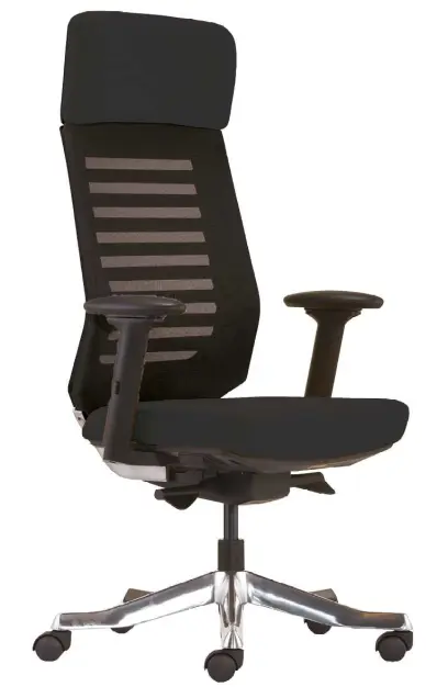 ALFONSO židle kancelářská, nastavitelné područky, ALU kříž, mesh černá