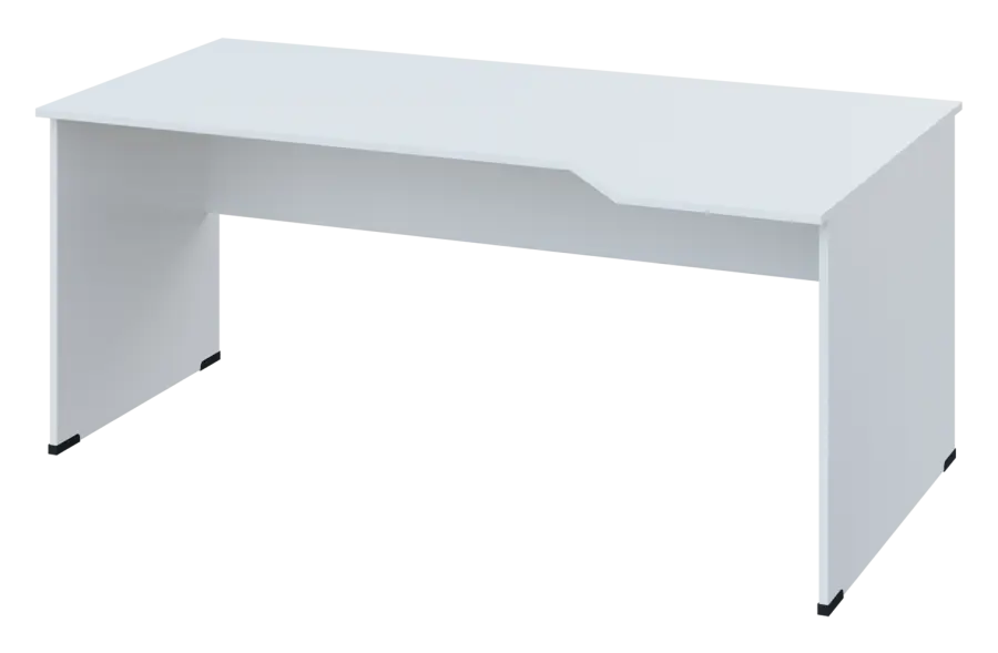 EZL 18 - 184 stůl kancelářský, rohový, pravý, dřevěná podnož, deska 18 mm, široký 1800 mm, bílá