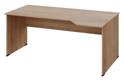 EZL 18 - 184 stůl kancelářský, rohový, pravý, dřevěná podnož, deska 18 mm, široký 1800 mm, dub bardolino