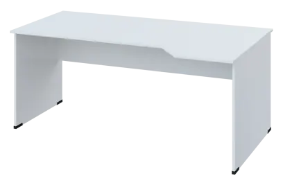 EZL 28 - 184 stůl kancelářský, rohový, pravý, dřevěná podnož, deska 25 mm, široký 1800 mm, bílá