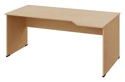 EZL 28 - 184 stůl kancelářský, rohový, pravý, dřevěná podnož, deska 25 mm, široký 1800 mm, bříza světlá