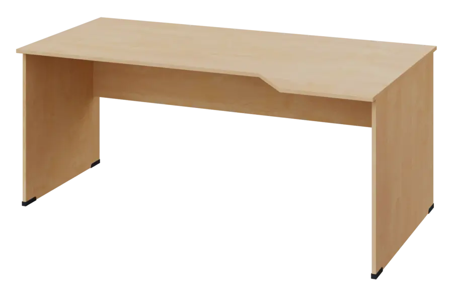 EZL 28 - 184 stůl kancelářský, rohový, pravý, dřevěná podnož, deska 25 mm, široký 1800 mm, bříza světlá