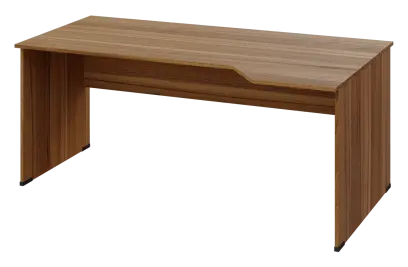 EZL 28 - 184 stůl kancelářský, rohový, pravý, dřevěná podnož, deska 25 mm, široký 1800 mm, ořech světlý