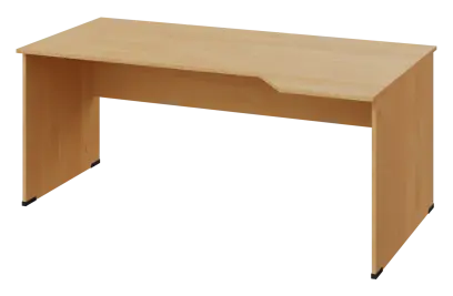 EZL 28 - 184 stůl kancelářský, rohový, pravý, dřevěná podnož, deska 25 mm, široký 1800 mm, javor horský