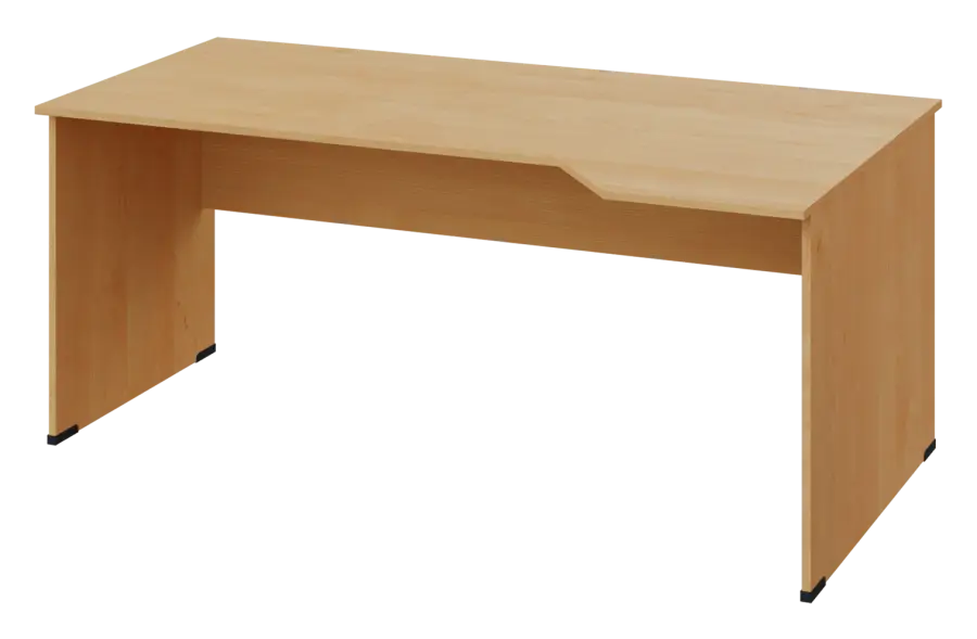 EZL 28 - 184 stůl kancelářský, rohový, pravý, dřevěná podnož, deska 25 mm, široký 1800 mm, javor horský