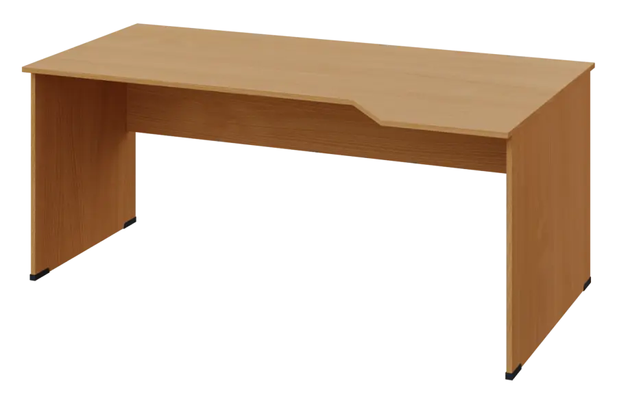 EZL 28 - 184 stůl kancelářský, rohový, pravý, dřevěná podnož, deska 25 mm, široký 1800 mm, buk Royal