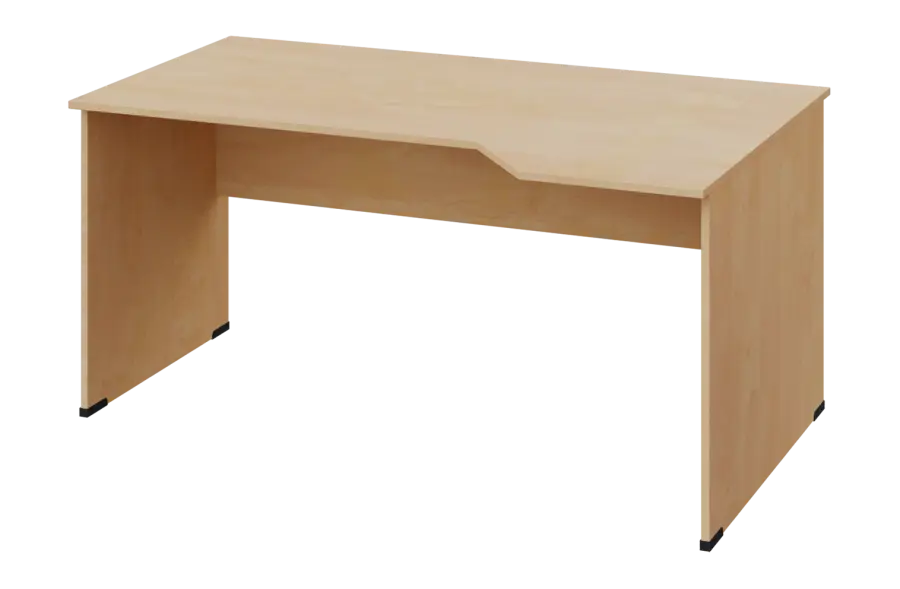 EZL 18 - 164 stůl kancelářský, rohový, pravý, dřevěná podnož, deska 18 mm, široký 1600 mm, bříza světlá