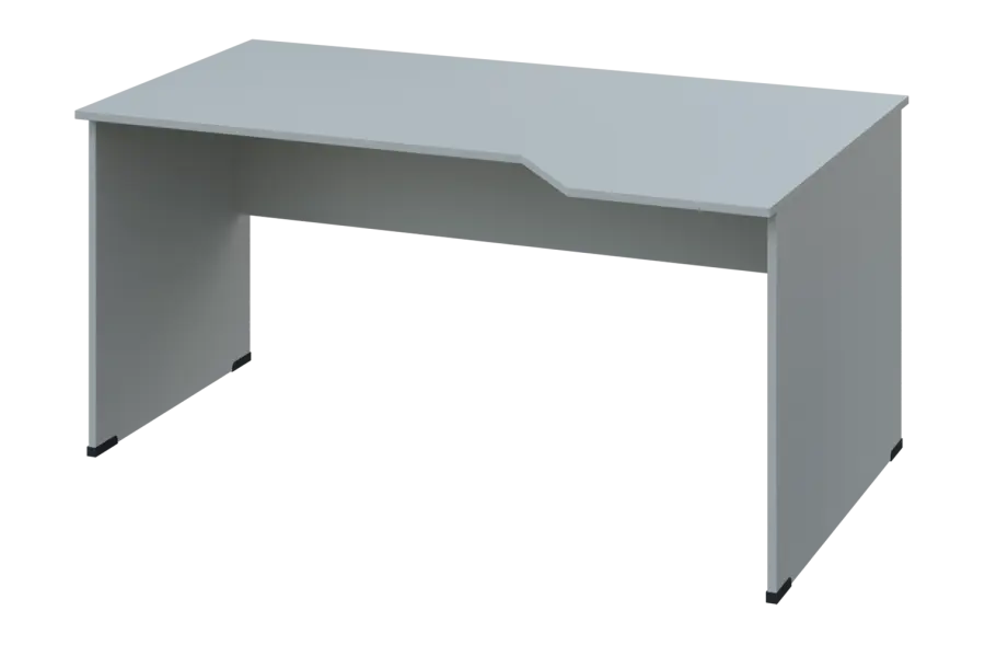 EZL 18 - 164 stůl kancelářský, rohový, pravý, dřevěná podnož, deska 18 mm, široký 1600 mm, šedá