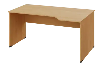 EZL 18 - 164 stůl kancelářský, rohový, pravý, dřevěná podnož, deska 18 mm, široký 1600 mm, javor horský