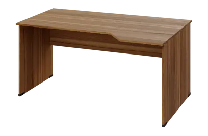 EZL 18 - 164 stůl kancelářský, rohový, pravý, dřevěná podnož, deska 18 mm, široký 1600 mm, ořech světlý