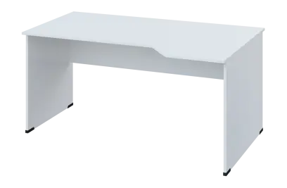 EZL 28 - 164 stůl kancelářský, rohový, pravý, dřevěná podnož, deska 25 mm, široký 1600 mm, bílá