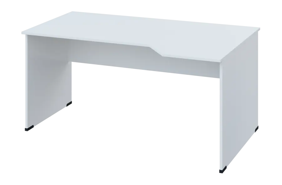 EZL 28 - 164 stůl kancelářský, rohový, pravý, dřevěná podnož, deska 25 mm, široký 1600 mm, bílá