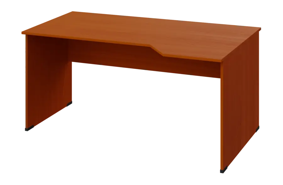 EZL 28 - 164 stůl kancelářský, rohový, pravý, dřevěná podnož, deska 25 mm, široký 1600 mm, třešeň šumavská