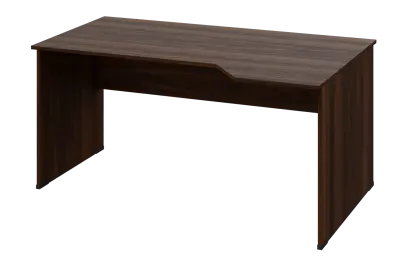 EZL 28 - 164 stůl kancelářský, rohový, pravý, dřevěná podnož, deska 25 mm, široký 1600 mm, ořech královský