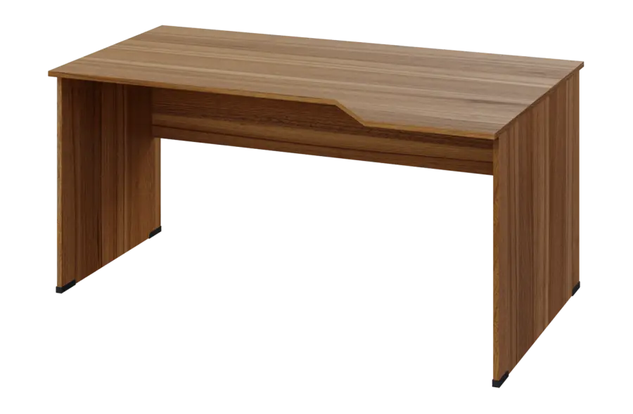 EZL 28 - 164 stůl kancelářský, rohový, pravý, dřevěná podnož, deska 25 mm, široký 1600 mm, ořech světlý