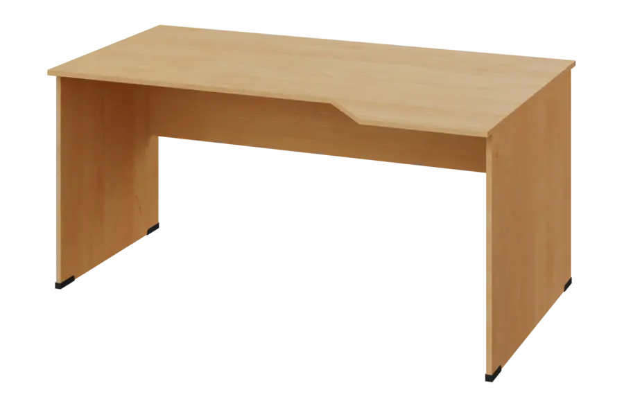 EZL 28 - 164 stůl kancelářský, rohový, pravý, dřevěná podnož, deska 25 mm, široký 1600 mm, javor horský