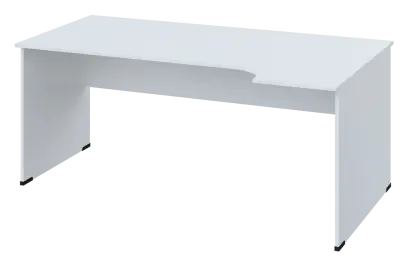ERL 18 - 184 stůl kancelářský, rohový, pravý, dřevěná podnož, deska 18 mm, široký 1800 mm, bílá