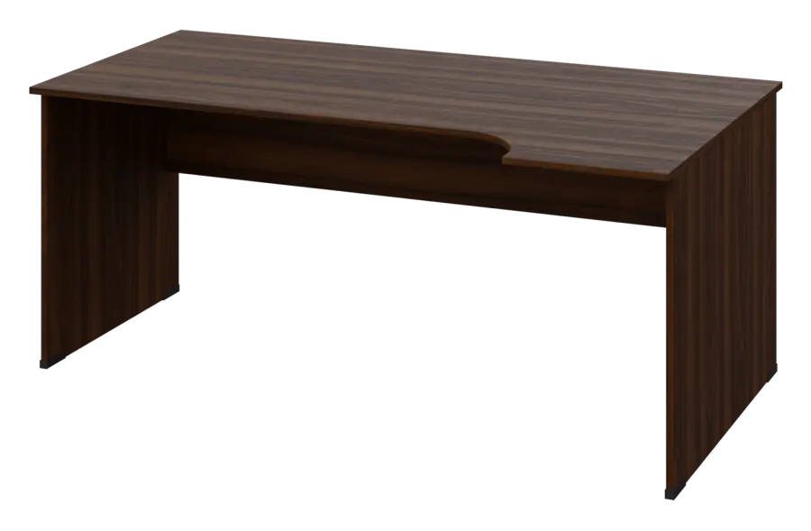 ERL 18 - 184 stůl kancelářský, rohový, pravý, dřevěná podnož, deska 18 mm, široký 1800 mm, ořech královský