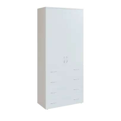 N 5 - 84ZD skříň vysoká 2-dveřová/zásuvky lamino - bílá