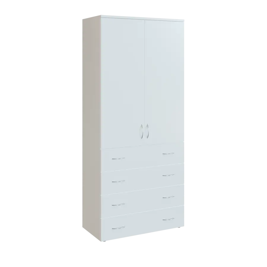 N 5 - 84ZD skříň vysoká 2-dveřová/zásuvky lamino - bílá