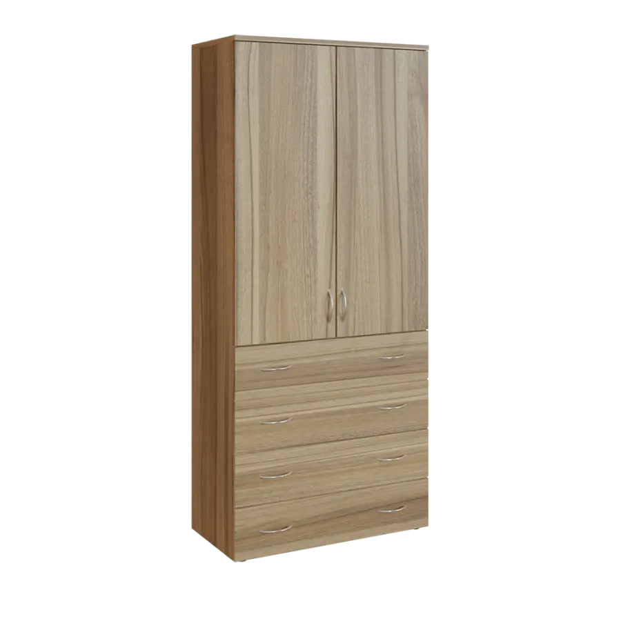 N 5 - 84ZD skříň vysoká 2-dveřová/zásuvky lamino - ořech světlý