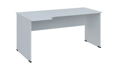 TR 6 - 164 stůl kancelářský, rohový, levý, dřevěná podnož, deska 18 mm, široký 1600 mm, bílá