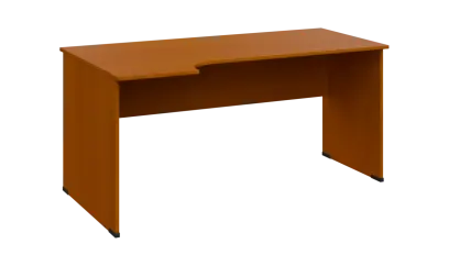 TR 6 - 164 stůl kancelářský, rohový, levý, dřevěná podnož, deska 18 mm, široký 1600 mm, třešeň šumavská