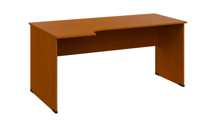 TR 6 - 164 stůl kancelářský, rohový, levý, dřevěná podnož, deska 18 mm, široký 1600 mm, třešeň šumavská