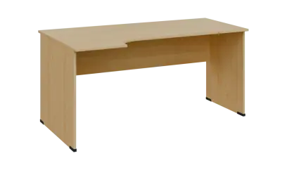 TR 6 - 164 stůl kancelářský, rohový, levý, dřevěná podnož, deska 18 mm, široký 1600 mm, javor horský
