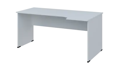 TR 6 - 164 stůl kancelářský, rohový, pravý, dřevěná podnož, deska 18 mm, široký 1600 mm, bílá