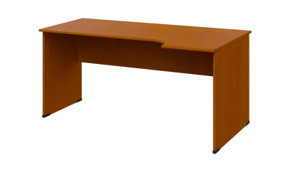 TR 6 - 164 stůl kancelářský, rohový, pravý, dřevěná podnož, deska 18 mm, široký 1600 mm, třešeň šumavská