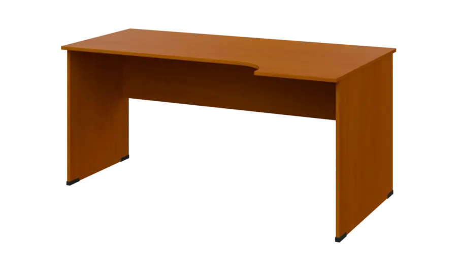 TR 6 - 164 stůl kancelářský, rohový, pravý, dřevěná podnož, deska 18 mm, široký 1600 mm, třešeň šumavská