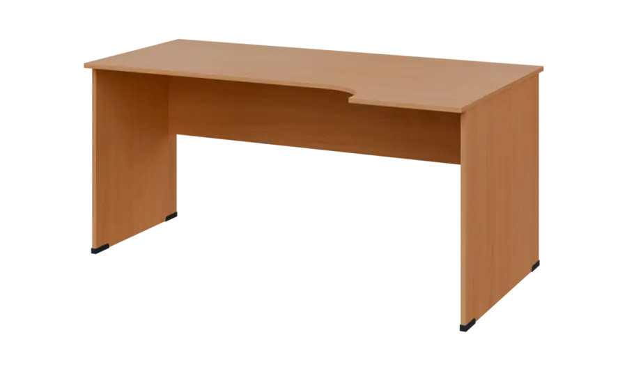 TR 6 - 164 stůl kancelářský, rohový, pravý, dřevěná podnož, deska 18 mm, široký 1600 mm, buk royal