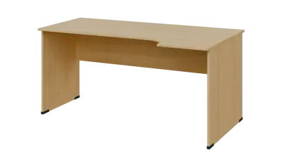 TR 6 - 164 stůl kancelářský, rohový, pravý, dřevěná podnož, deska 18 mm, široký 1600 mm, javor horský