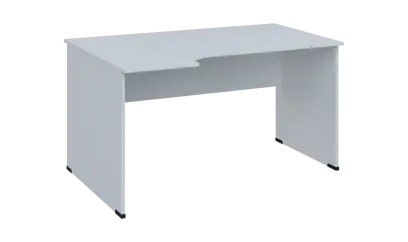 TR 8 - 144 stůl kancelářský, rohový, levý, dřevěná podnož, deska 18 mm, široký 1400 mm, bílá