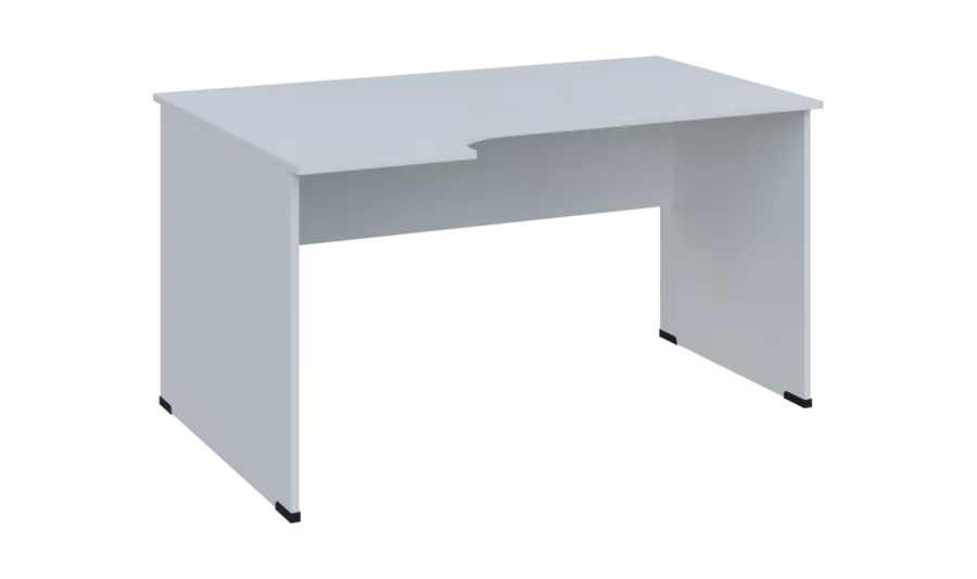 TR 8 - 144 stůl kancelářský, rohový, levý, dřevěná podnož, deska 18 mm, široký 1400 mm, bílá