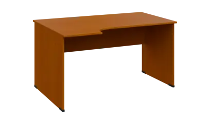 TR 8 - 144 stůl kancelářský, rohový, levý, dřevěná podnož, deska 18 mm, široký 1400 mm, třešeň šumavská