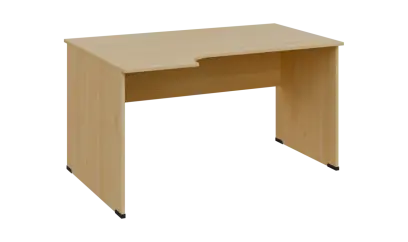 TR 8 - 144 stůl kancelářský, rohový, levý, dřevěná podnož, deska 18 mm, široký 1400 mm, javor horský
