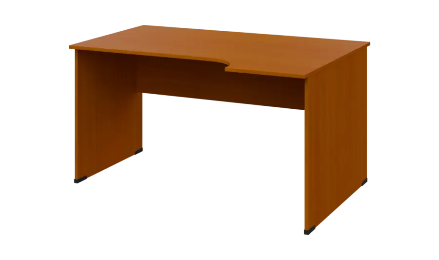 TR 8 - 144 stůl kancelářský, rohový, pravý, dřevěná podnož, deska 18 mm, široký 1400 mm, třešeň šumavská