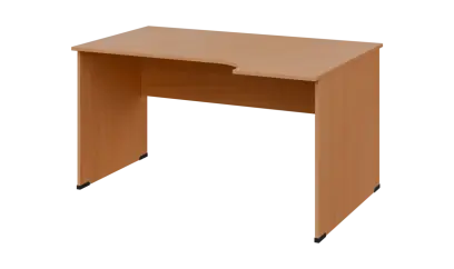 TR 8 - 144 stůl kancelářský, rohový, pravý, dřevěná podnož, deska 18 mm, široký 1400 mm, buk royal