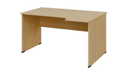 TR 8 - 144 stůl kancelářský, rohový, pravý, dřevěná podnož, deska 18 mm, široký 1400 mm, javor horský