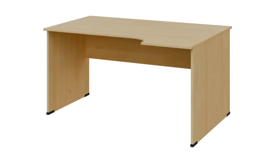 TR 8 - 144 stůl kancelářský, rohový, pravý, dřevěná podnož, deska 18 mm, široký 1400 mm, javor horský