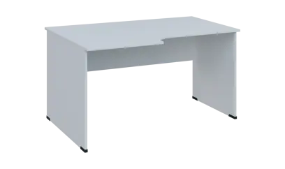 TR 8 - 146 stůl kancelářský, rohový, levý, dřevěná podnož, deska 18 mm, široký 1400 mm, bílá