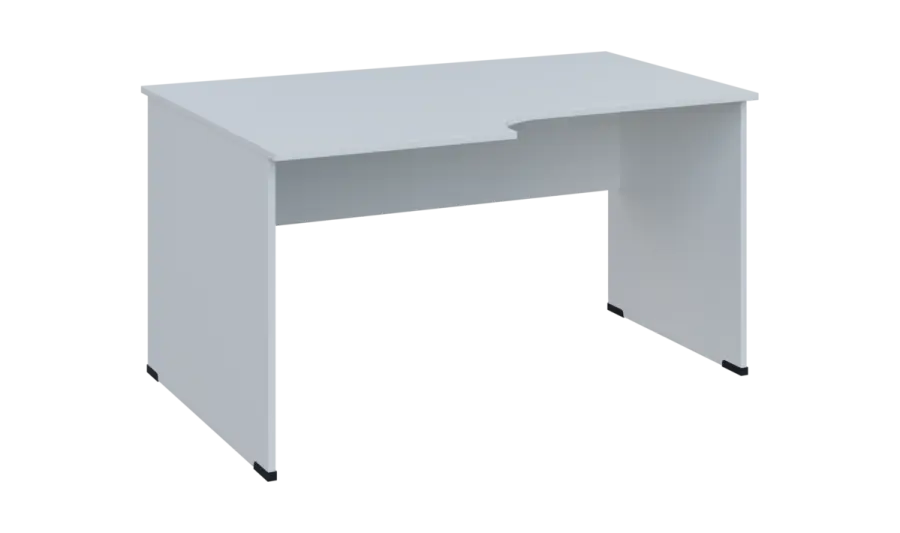 TR 8 - 146 stůl kancelářský, rohový, levý, dřevěná podnož, deska 18 mm, široký 1400 mm, bílá