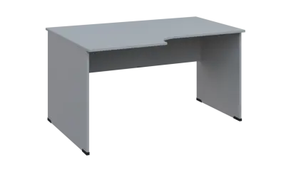 TR 8 - 146 stůl kancelářský, rohový, levý, dřevěná podnož, deska 18 mm, široký 1400 mm, šedá